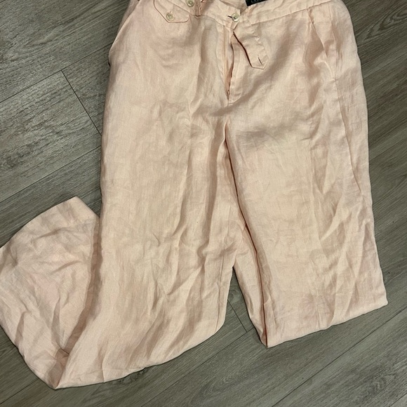 Lauren By Ralph Lauren Rose Blush Wide Leg Linen Pants Women’s size 10 - Picture 2 of 9